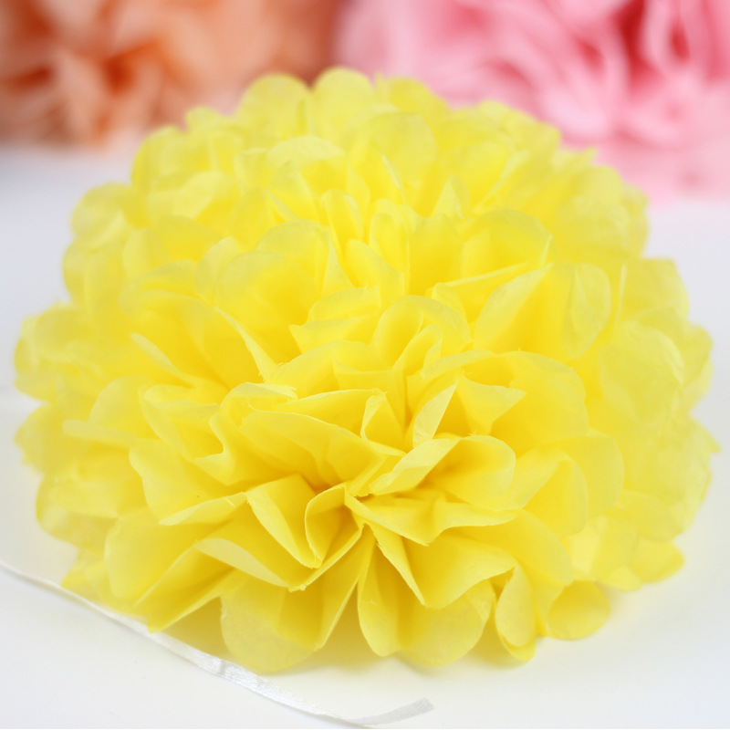 15cm farverige pompon silkepapir pom blomsterkugler til bryllup boligdekoration fødselsdagsfest indretning diy håndværk papir blomst: J