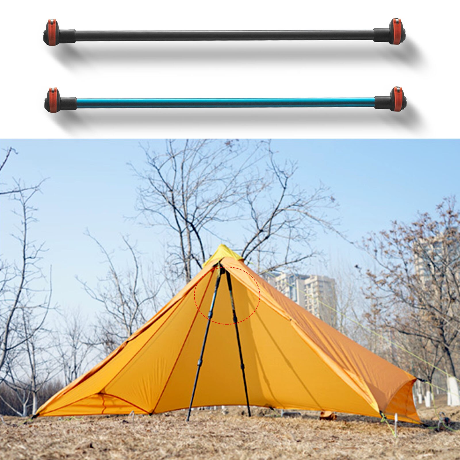 Connecteur en alliage d&#39;aluminium 56cm, tige d&#39;extension verticale d&#39;auvent de poteau de tente avec verrouillage externe, diamètre 16mm/18mm 1 pièce