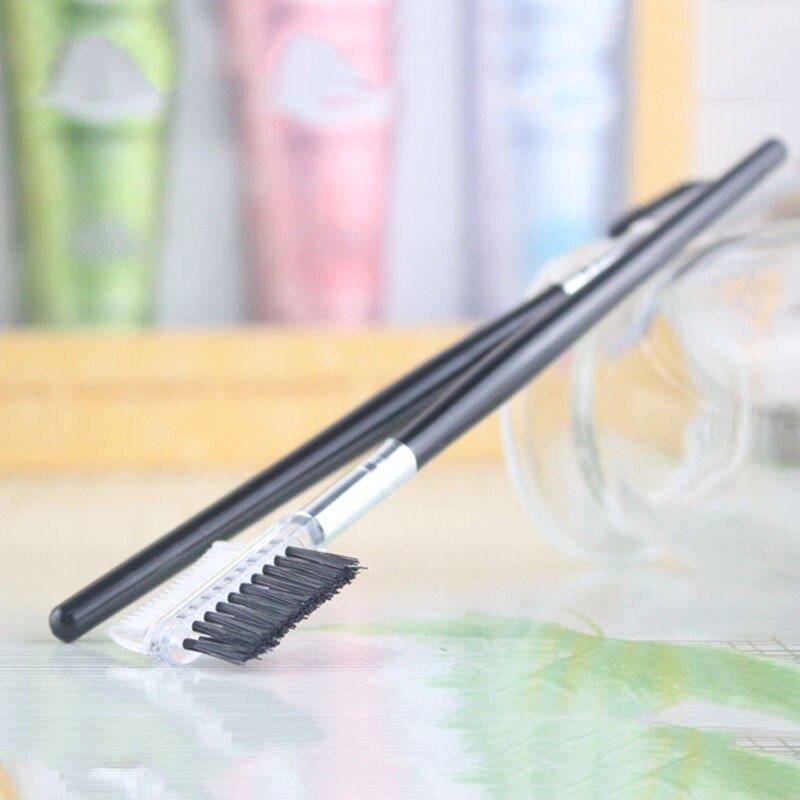 Dubbelzijdige wenkbrauwkam, wimperborstel voor twee doeleinden, wenkbrauwen, 2- in- 1 wimperborstel, oogmake-uptools