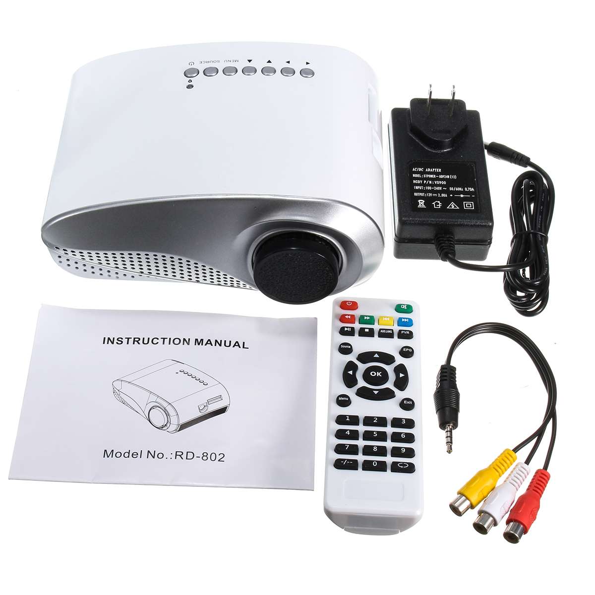 Mini Projector Full Hd Draagbare 1080P 3D Hd Led Projector Multimedia Home Theater Usb Vga Hdmi Tv Thuis theatre-systeem: US Plug