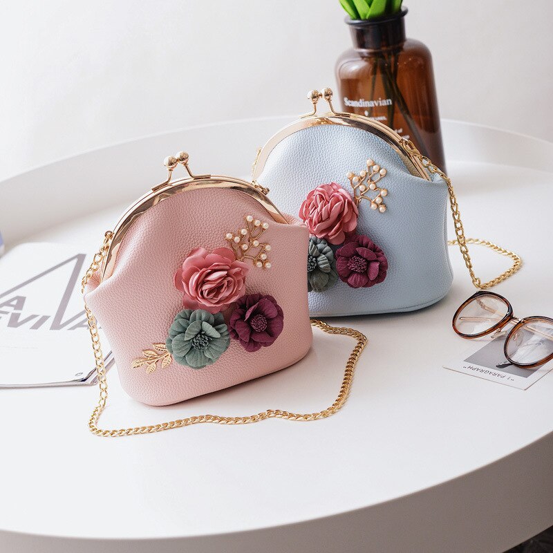 Beibaobao summer women bags panelled three-dimensional flower shell bag pearl chain shoulder bag