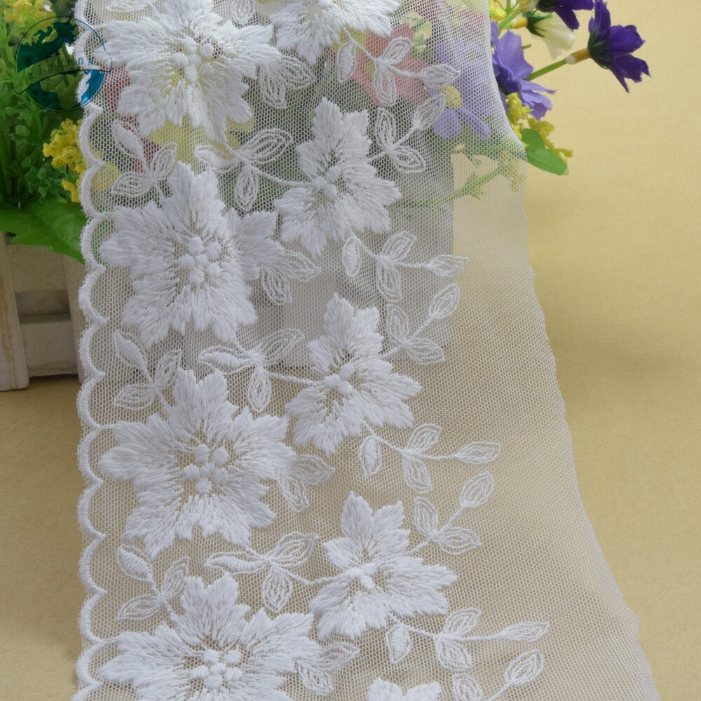 12cm biała haftowana bawełniana koronka francuska wstążka tkanina gipiura Diy wykończenia osnowy robienie na drutach szycia kurtyny akcesoria ślubne #2993