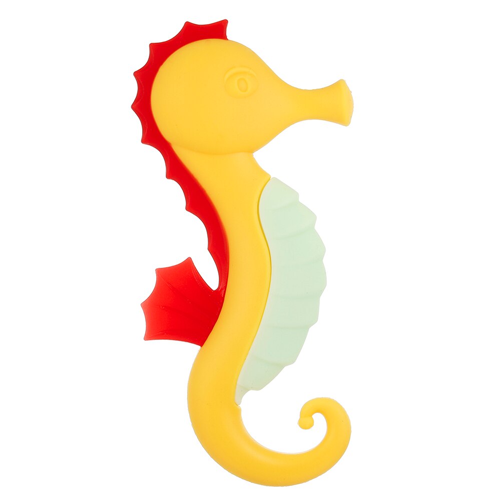 Silicone Food Grade Baby Teethers Hippocampus Toy Massage Gums Chewable Pacifier Oral Care Baby Teething Training Toothbrush: YELLOW