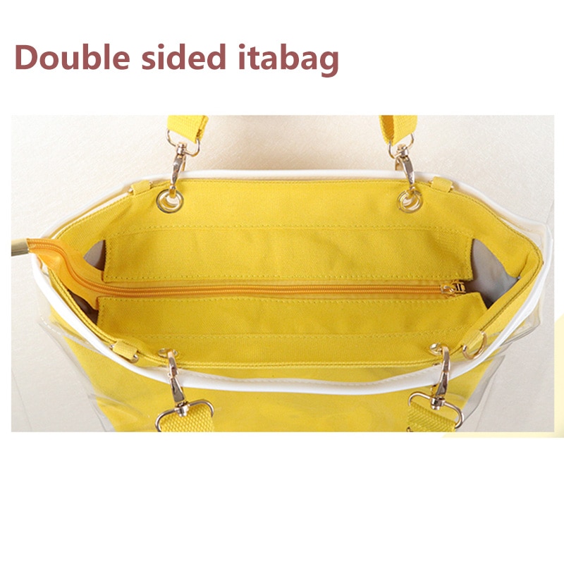 Double Sided Itabag Transparent Jelly Bags For Women Girls Clear PVC ita bag shoulder Itabag handbag Large capacity H211