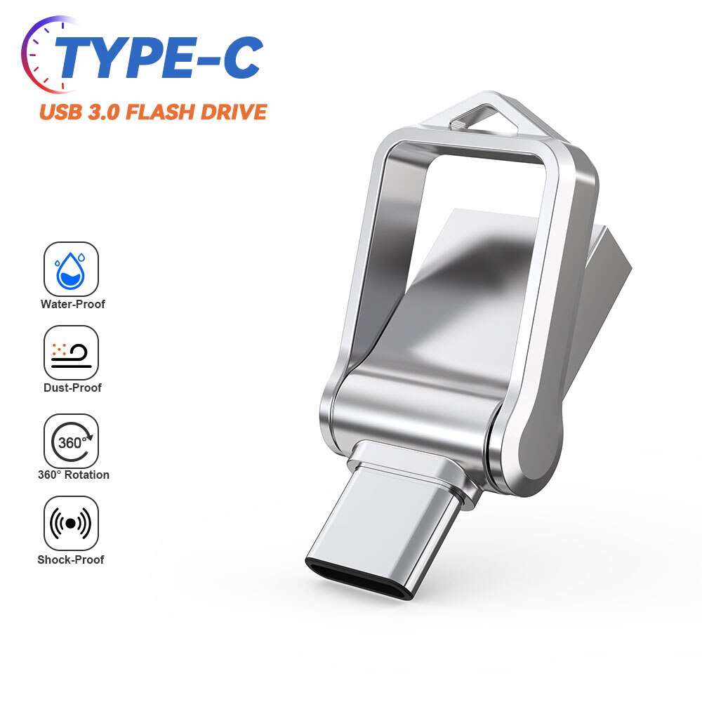 Topesel 32gb 64gb 128gb type c ultra dual mini usb 3.0 flash-drev memory stick u disk thumb drive