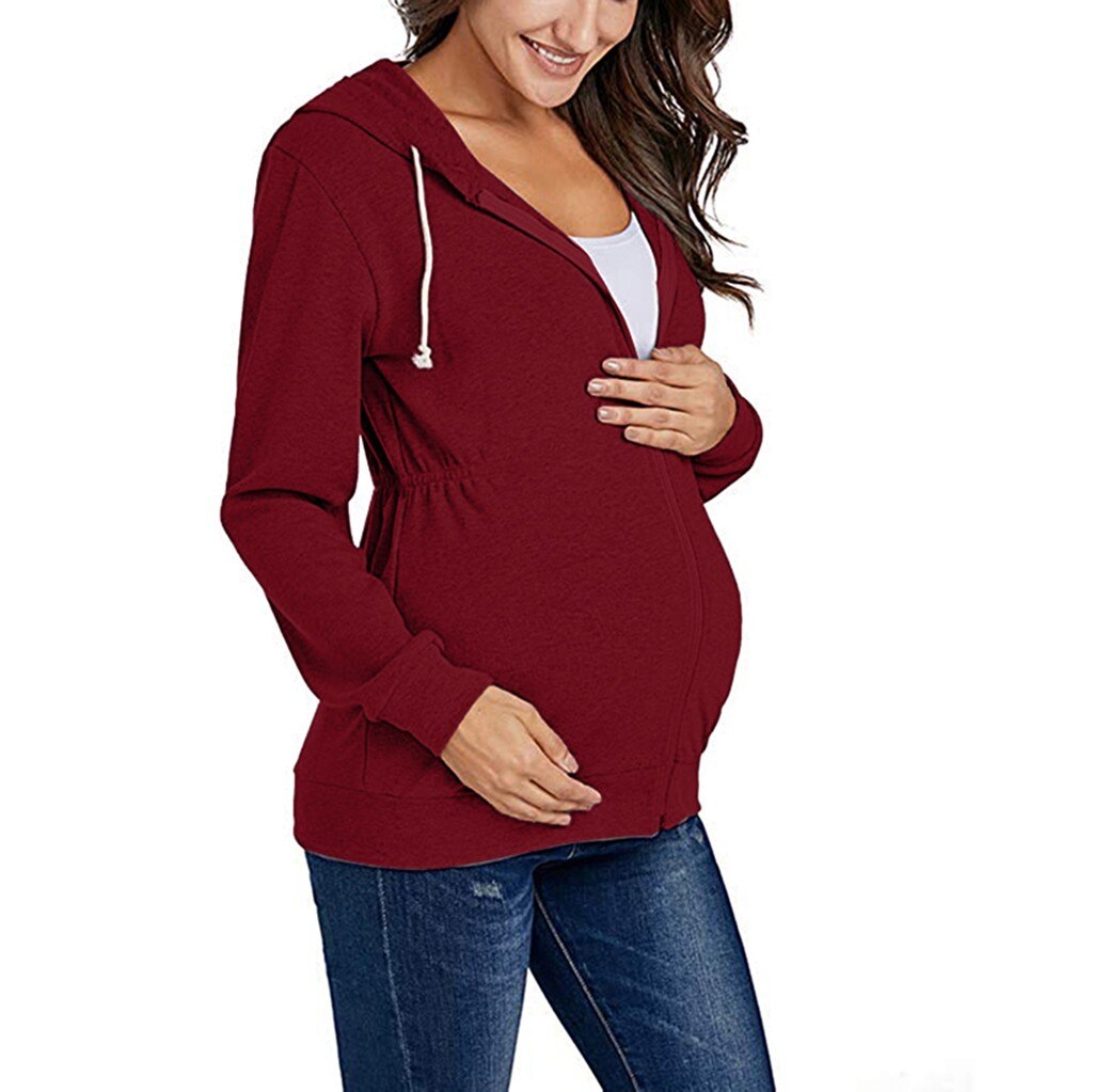 Maternity Blouses And Tops For Pregnant Maternity Tops For Pregnancy Tops Zipper Hoodie Blouse Sweatshirts Top Clothes Y1016