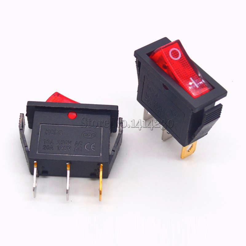 Kcd 3 vippekontakt 16a 250v 20a 125 vac 2 pin /3 pin on-off on-off -on 2 / 3 position kcd 3-102/n 15*32mm power switch reset switch: 3 pin rødt lys