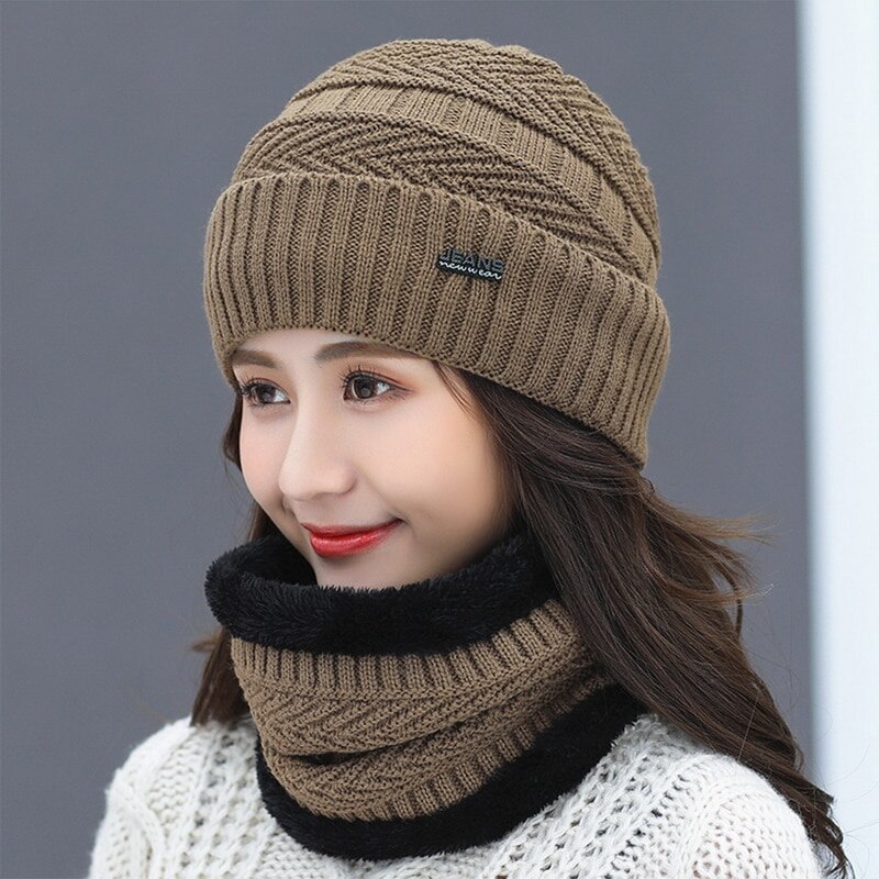 Balaclava dames gebreide muts sjaal mutsen nekwarmer winter mutsen voor heren dames skullies mutsen warme fleece muts 6 kleuren: 1