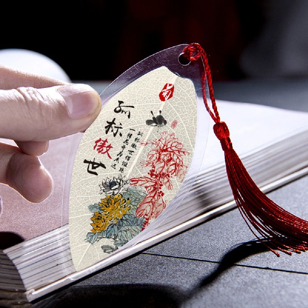 1PC Indexes Mini Label Office School Supplies Leaf Vein Bookmark Chinese Style Retro: style12