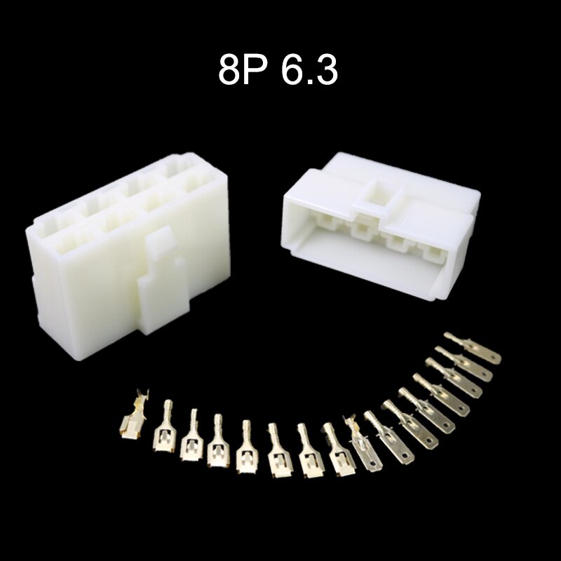 5 Juegos 6,3mm 2/3/4/6/ pin Automotive 6,3 cable eléctrico conector macho hembra cable Kits enchufes de terminal motocicleta ebike Coche: 8p
