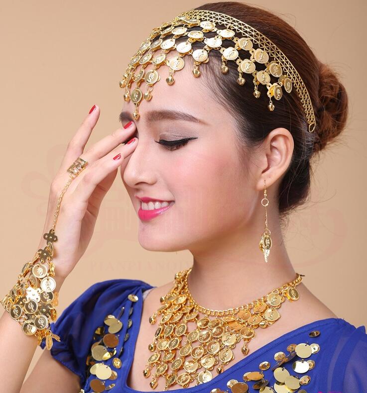 indian jewelry head Bohemian Boho Coin Beautiful accessories for Indian dance performances beaded women head chain jewelry