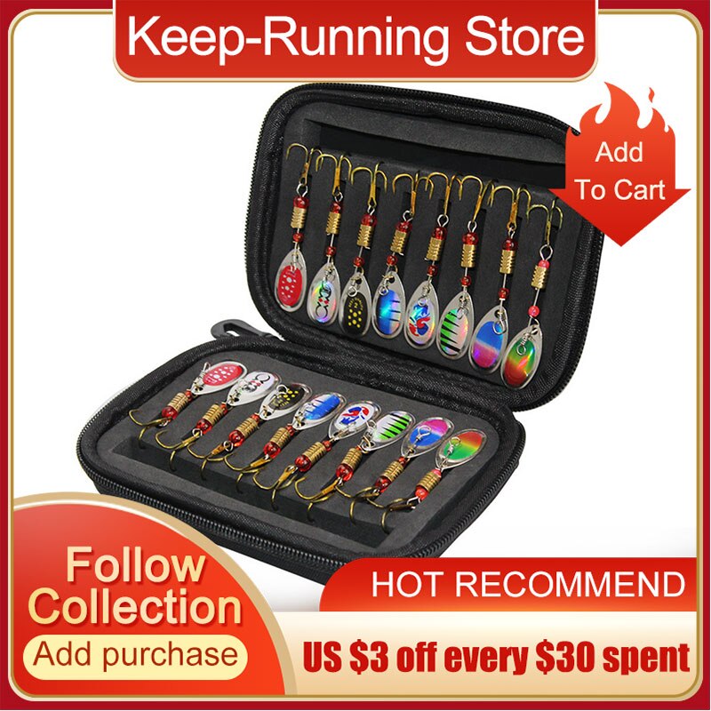 Pailletten Lokken Zak Spinner Tas Set Composiet Aas Vliegen Haken Metalen Pailletten Lepel Lokt Met Eva Hard Shell Storage Case vissen Tas