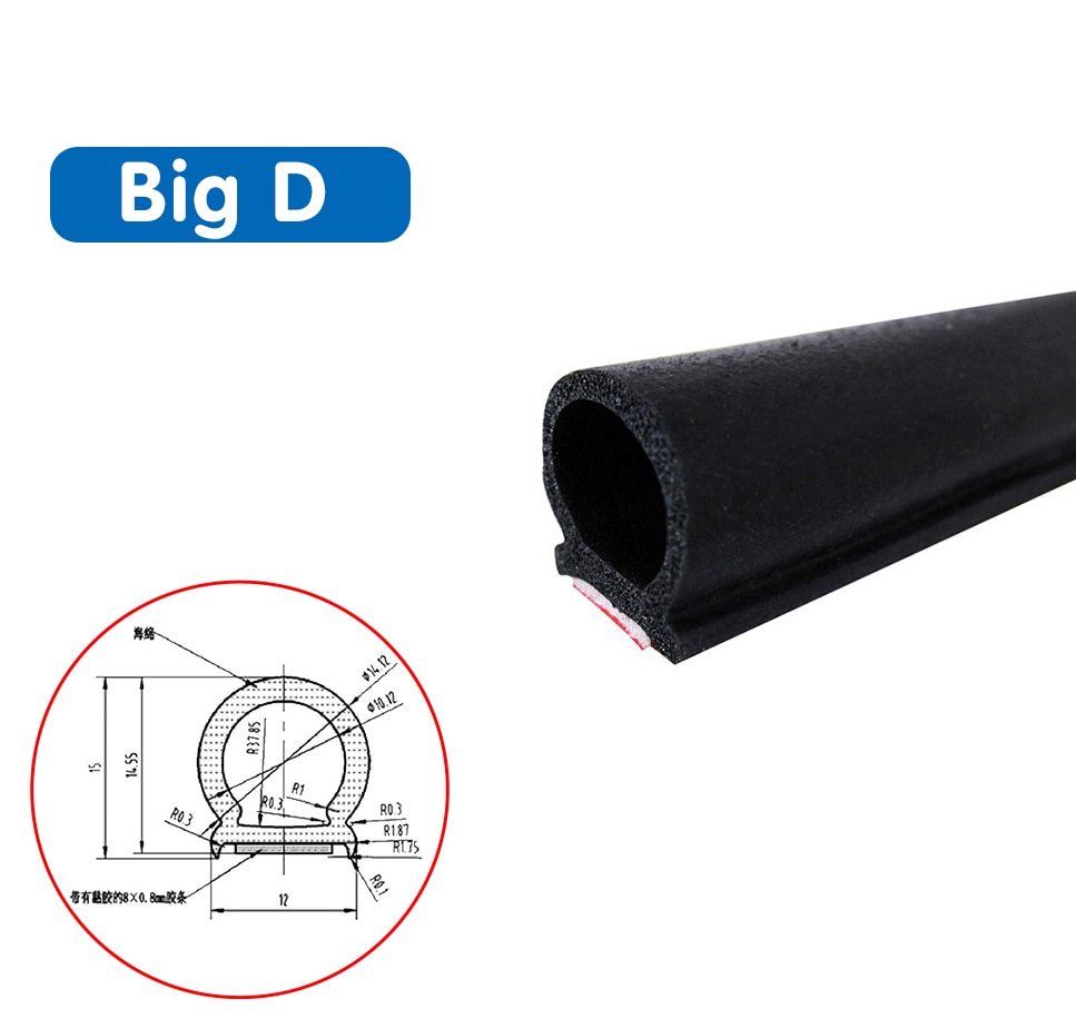 Autodeur tochtstrip 1-8 meter brede d rubberen strip afdichtingsstrip gebruikt voor deurafdichtingstape deurafdichtingsstrip isolatie