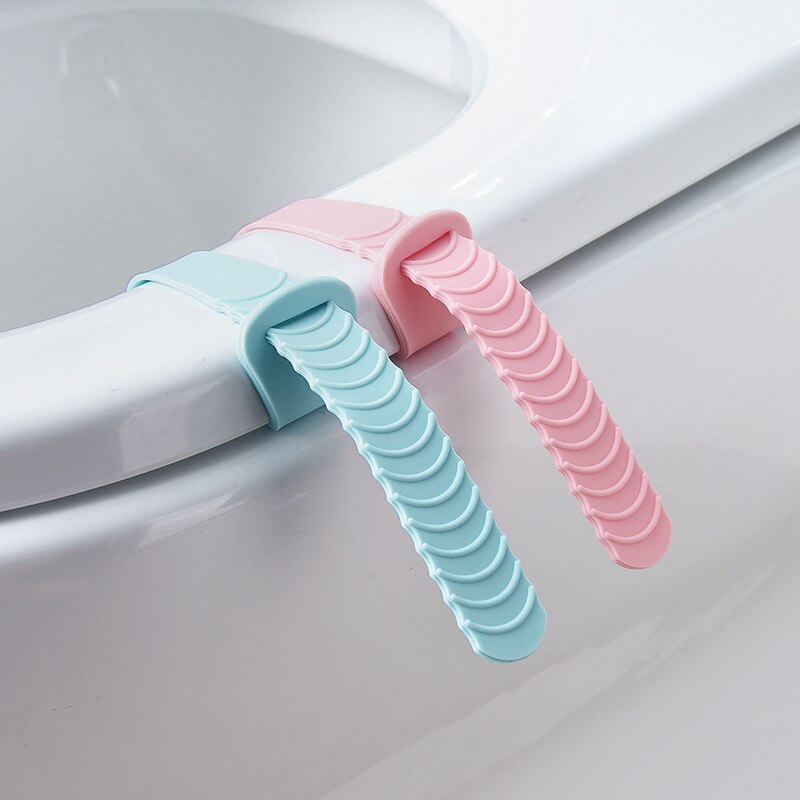 Toilet sæde dæksel løfter låg skål sæde løftehåndtag badeværelse toilet sæde: 1 xblå og 1 xpink