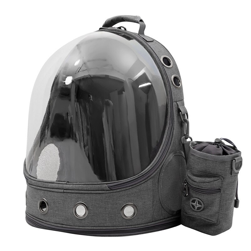 Space capsule transparent pet backpack dog handbag outing supplies portable cleaning kitty bag pet carrier: Gray