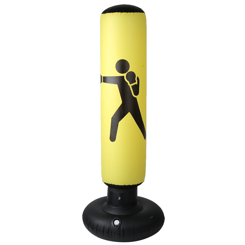 Saco de arena inflable para entrenamiento de boxeo para adultos y niños, accesorio de de PVC de 160cm, columna hinchable, punzonadora: Negro