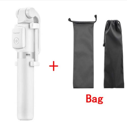 Huawei honor  af15 selfie stick stativ bluetooth 3.0 bærbar trådløs bluetooth kontrol monopod håndholdt til android ios telefon: Hvid tilføj pose