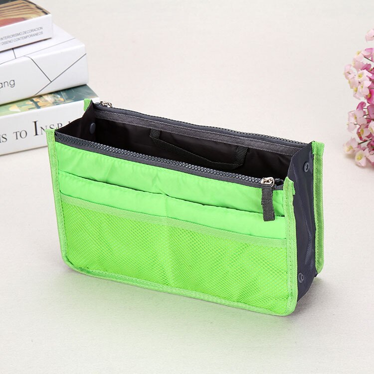 Bolsa de cosméticos para mujer, bolsa de almacenamiento portátil, kit de artículos de aseo, organizador de viaje, bolsa de maquillaje: Verde claro