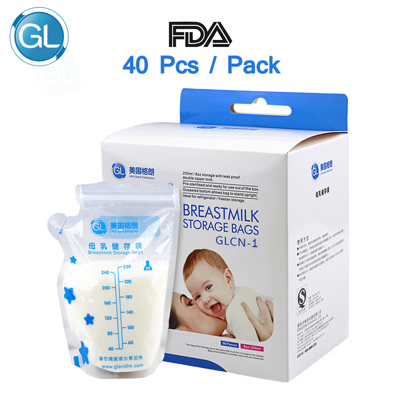 GL 40pcs 250ml Baby Moedermelk Opbergzakken Melk Vriezer Zakken Babyvoeding Opslag Baby Moedermelk Voeden Veilig moedermelk Zakken
