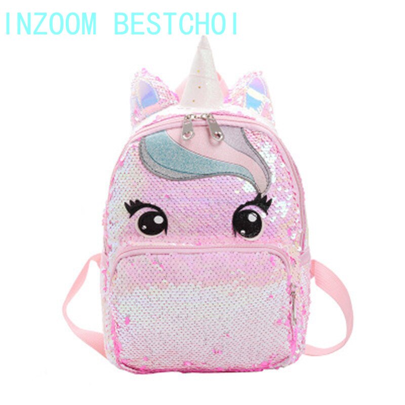 Girls Sequins Unicorn Backpack Women Large Capacity Bag Girl Book Bag Satchel School Bag for Teenager Student All-Match