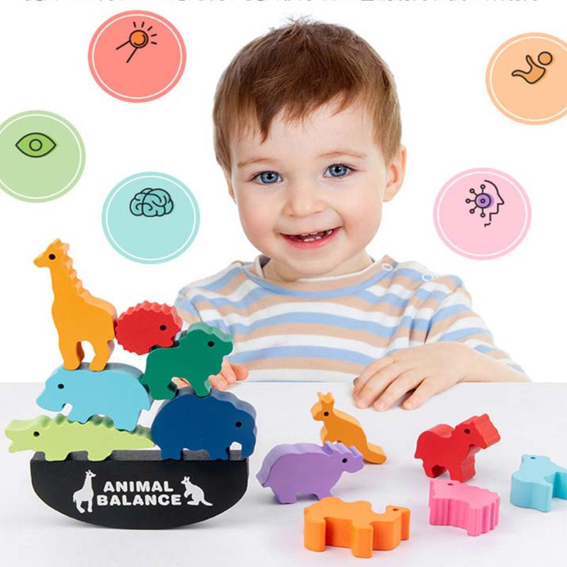 Houten Stapelen Dier Interlock Speelgoed Balancing Blokken Games Peuter Zuigelingen Volwassenen Educatief Speelgoed