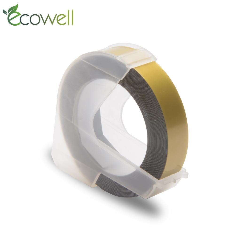 Ecowell 3D Plastic Embossing Tape 9mm compatible for Embossing Label Maker PVC LABEL DYMO 1610 12965 1880 1540 Motex E101: Gold