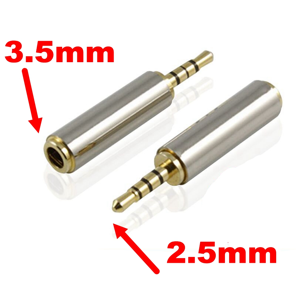 Aux-kabelkonverterare 3.5mm to 2.5mm / 2.5 mm to 3.5 mm- jacksadapter omvandlare stereoljud hörlursförstärkare mikrofonuttag: Brun