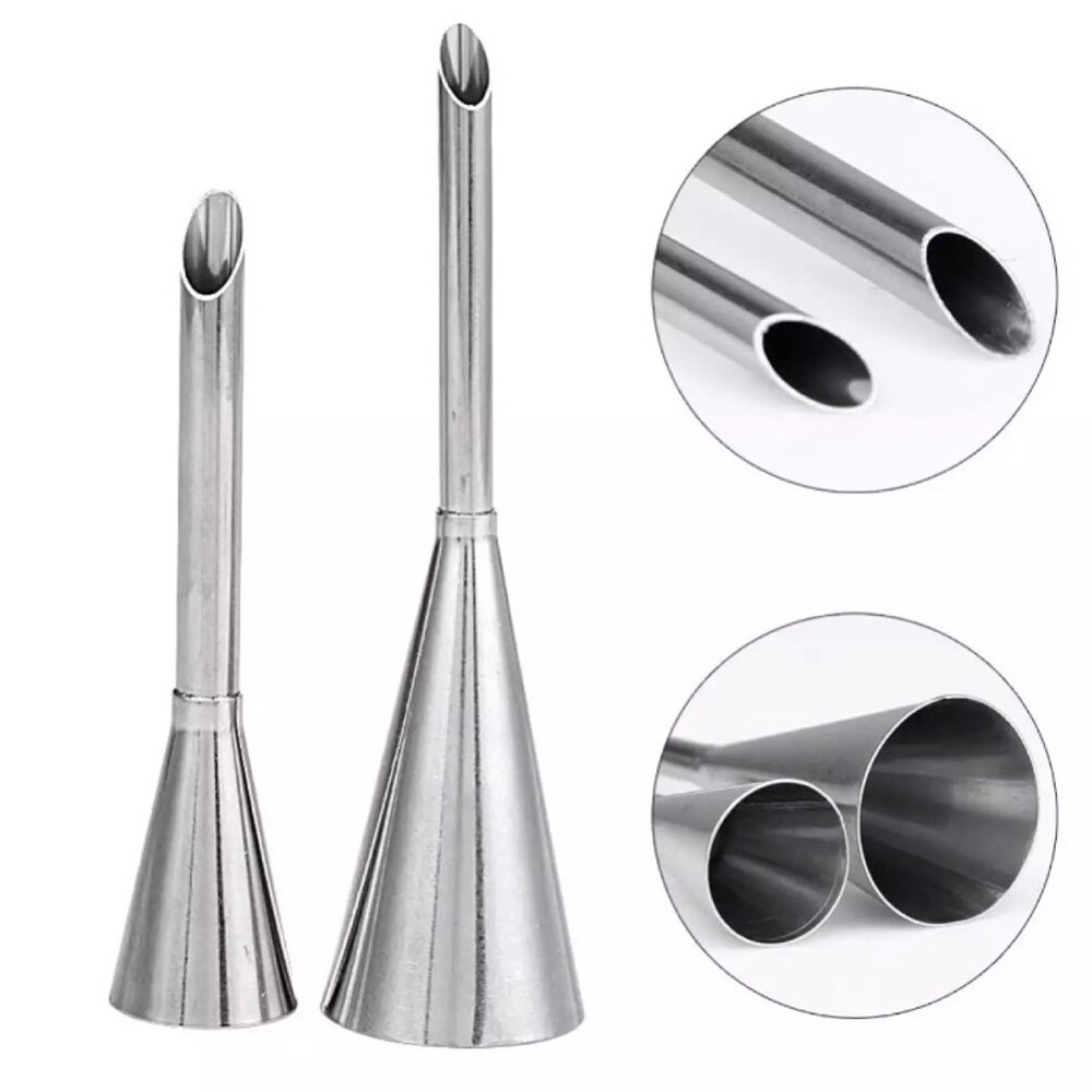 2pcs/set Cake Puff Tip Pastry Cream Stainless Steel Nozzle Decorative Baking Piping Nozzle Pipe DIY Home Kitchen Tools