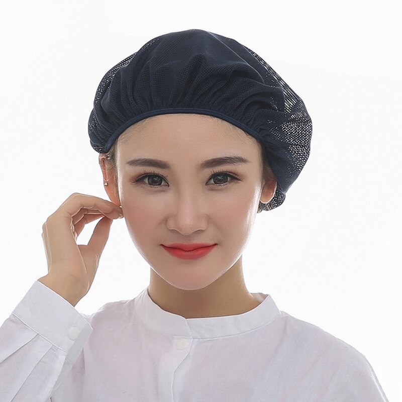 Mesh Chef Hat Reusable Kitchen Restaurant Hotel Bakery Hat Chef Uniform Catering Cooking Cap Workshop Cap Waiter Hat: Navy