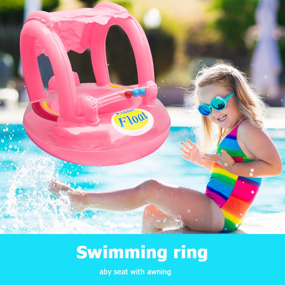Water Drijvende Drinken Bekerhouder Accessoire Opblaasbare Baby Zwembad Ring Float Cirkel Met Zonnescherm Water Zwemmen Speelgoed