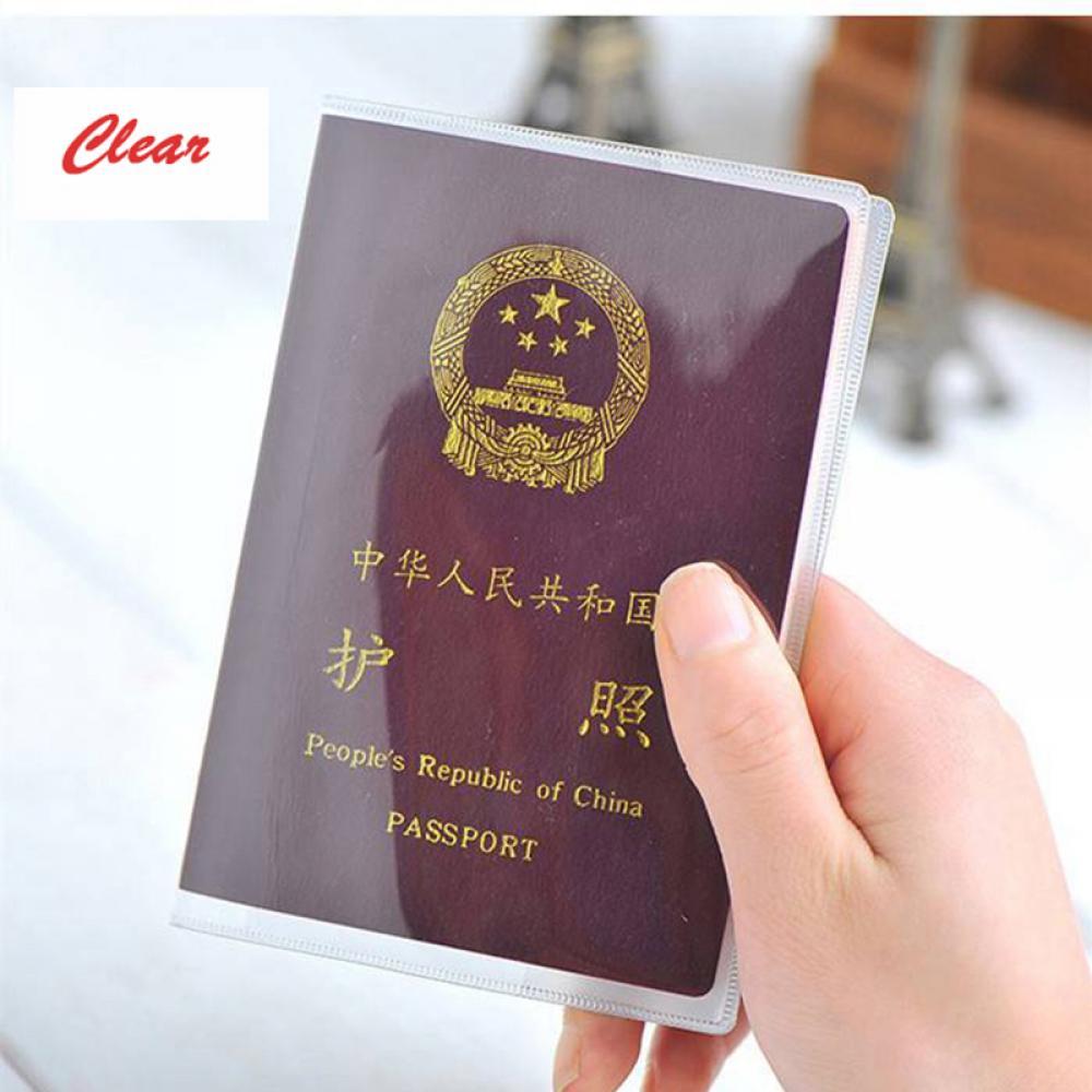 English Letter Colorful PU Leather Waterproof Travel Utility Storage Simple Passport ID Card Cover Skin Leather Travel Supplies: Transparent