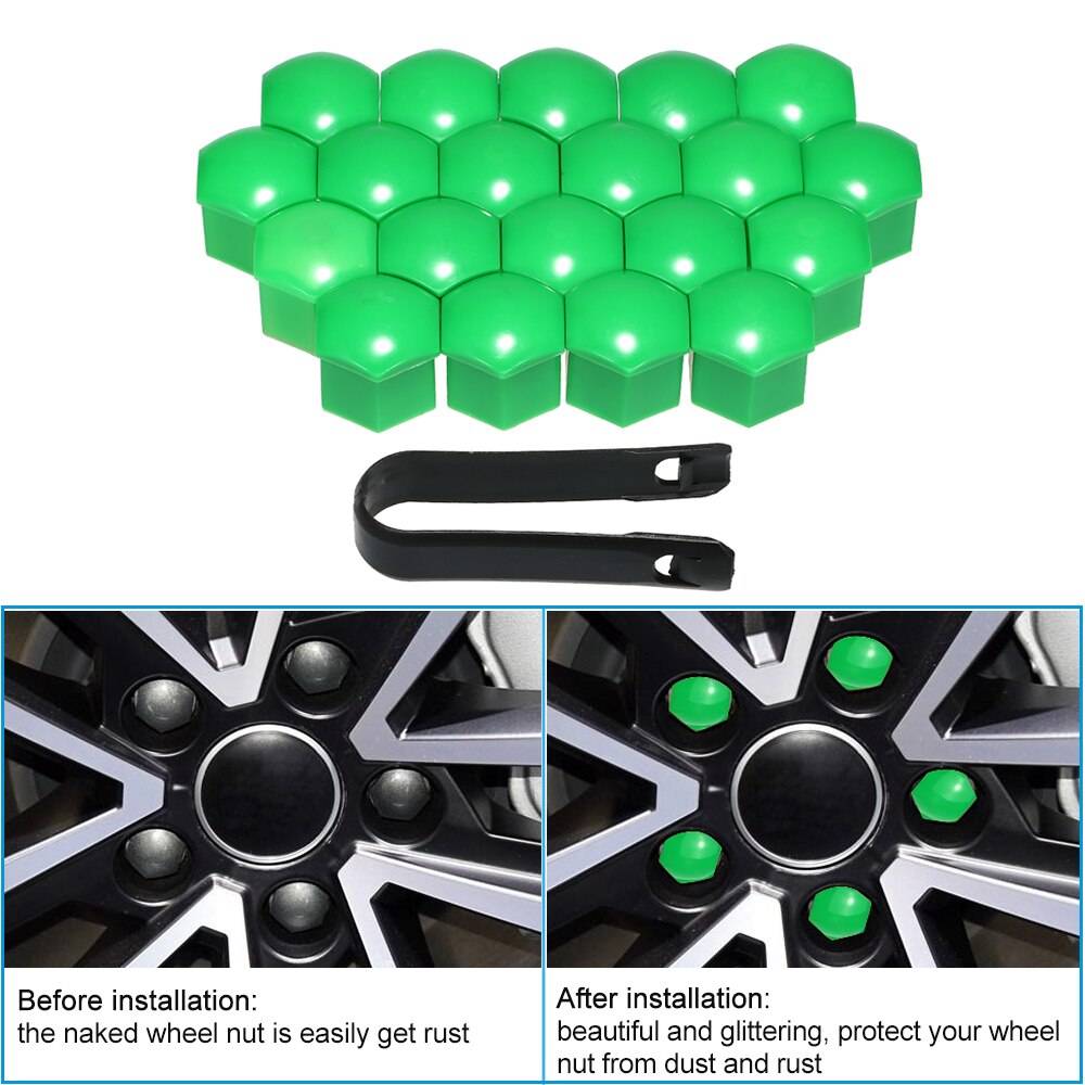 19Mm 20Pcs Universele Auto Wielmoer Covers Rood/Blauw/Groen/Grijs/Geel/Paars lug Moer Caps Schroef Protector Cover Wiel Moer Bout