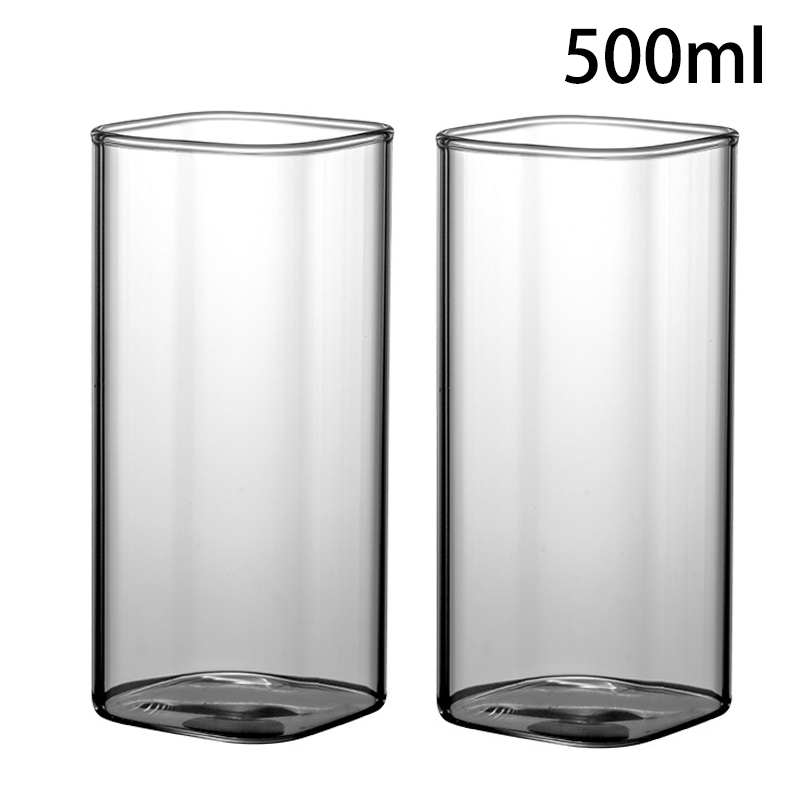 Verre fin carré nordique 250-500ml, style nordique, verres transparents, boisson froide, jus de Cola, café, lait, tasse, fournitures de cuisine de Restaurant: 2pc 500ml