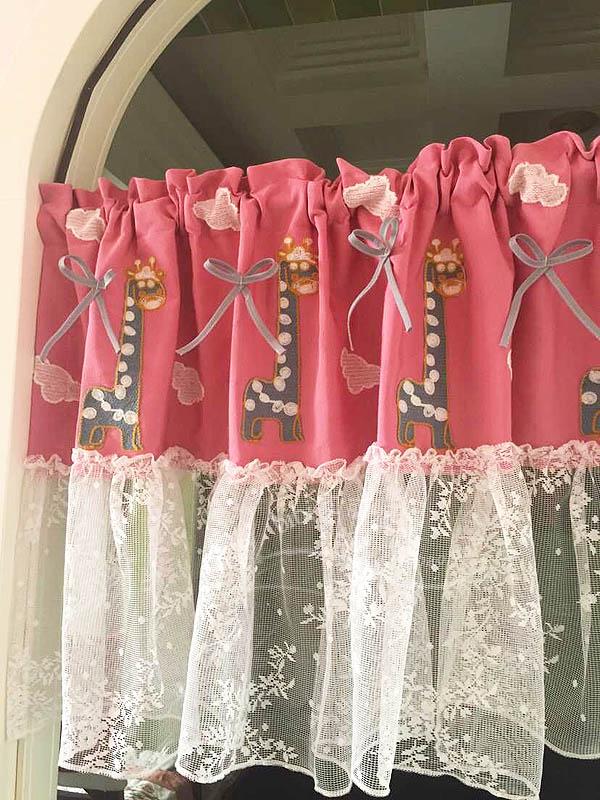 Pink blonder broderet giraf tyl kaffe kort gardin køkken gardiner til stuen soveværelse persienner 145*45cm