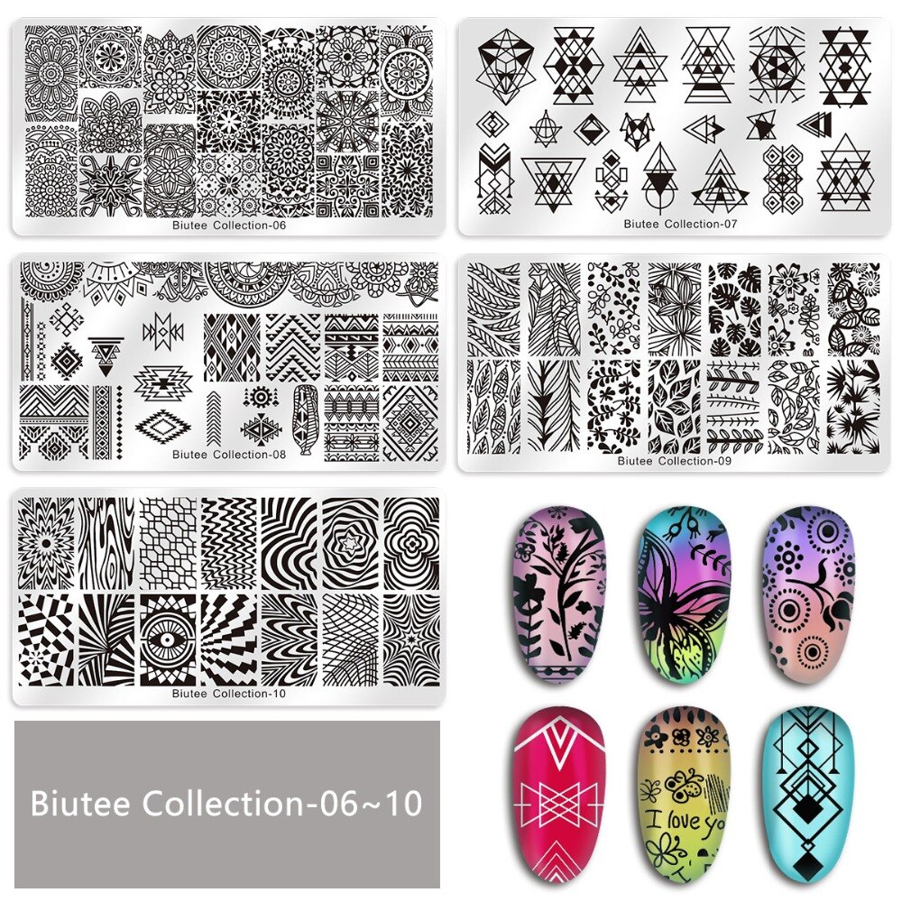 Biutee Nagel Stempel Platten einstellen 15 platte + 1 Stempel + 2 Schaber + 1 lagerung tasche Desgins NäGel Kunst stanzen Platte Schaber Stempel einstellen