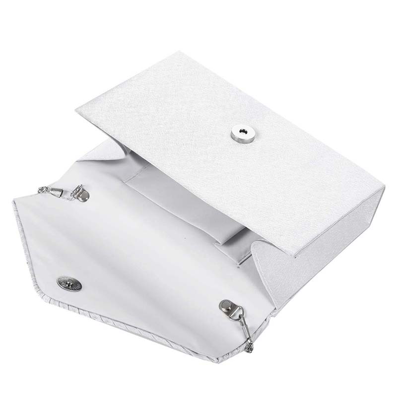 Frauen Seide gesicht Diamant Kupplungen Schulter Tasche Abend Braut Prom Satchel Kette Handtasche (weiß)