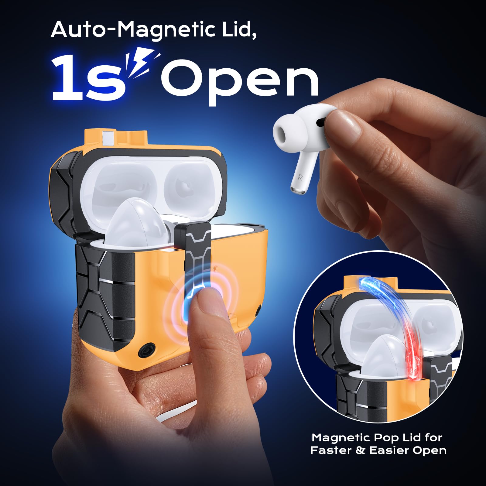 for With MagSafe AirPods 4 (USB C) Case Powerful Protection Magnetic Lid for AirPods 4/Pro 2/Pro USB C Phone Stand Case