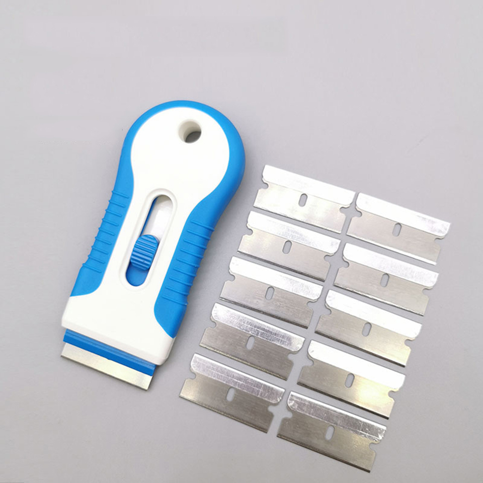 Retractable Razor Blade Scraper With 10 Blades,Safe Adhesive Remover Tool for Labels, Stickers, Decals & Glue Residue KDL-89: Default Title