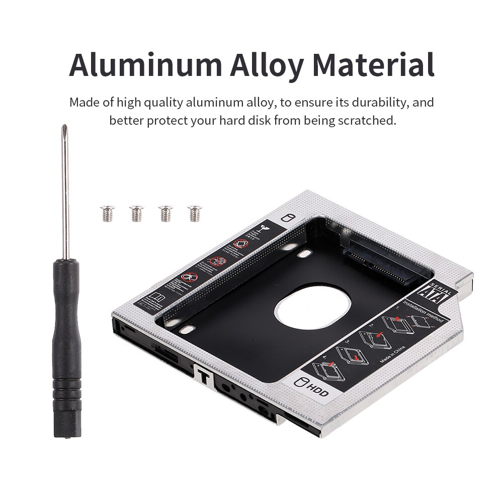 Aluminum Alloy SATA3.0 2nd HDD Caddy 12.7mm 2.5 Inch SSD HDD Enclosure for Desktop PC Laptops
