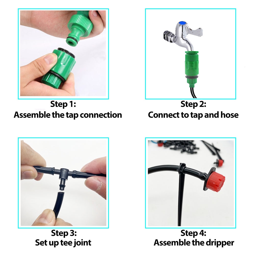 10-50M Smart Garden Watering Sysytem Automatic Self Drip Irrigation System For Greenhouse Watering Kit Timer Adjustable Drippe