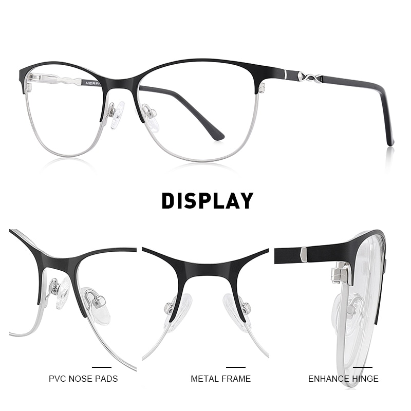 MERRYS-Gafas de estilo ojo de gato para mujer, lentes ópticas de montura completa para miopía, graduadas, S2110