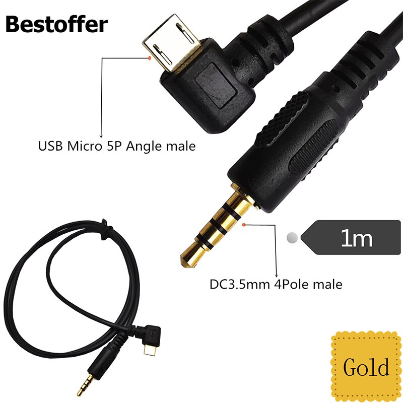 DC 3.5mm Stereo to Micro USB 5Pin Male AUX Adapter Convertor Cable For MP3 MP4: Default Title
