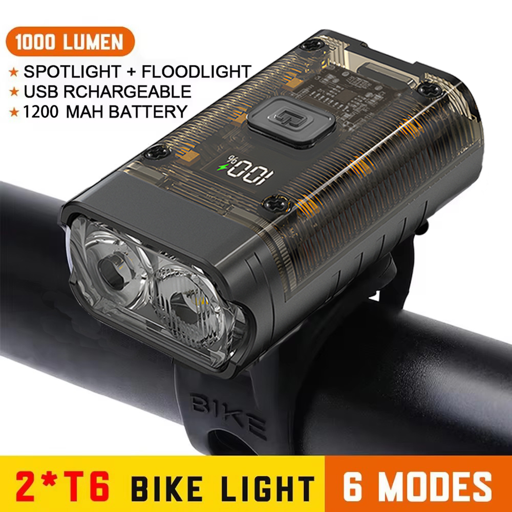 Fietslicht T6 LED Front USB Oplaadbare MTB Mountainbike Lamp 1000LM Fietskoplamp Zaklamp Fietsen Scooter staart