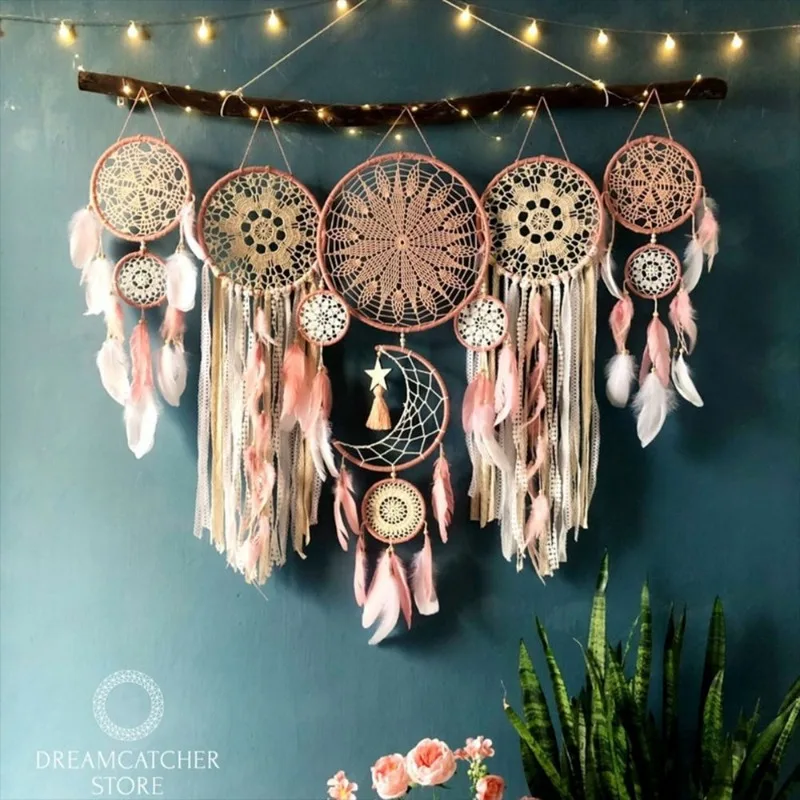 5 unids/set atrapasueños Boho decoración del hogar macramé atrapasueños tapices de pared Luna Ramadán atrapasueños niños adorno para guardería
