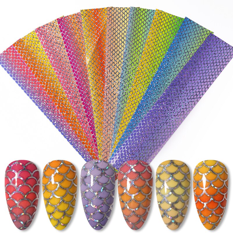 10 Stks/set Nail Stickers Kleurrijke Holographics Vlinder Transfer Stickers Nail Folies Decals Diy Nail Art Decoratie: 10pcs-6