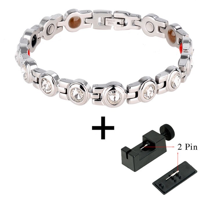Bracelet magnétique de santé d'énergie d'acier inoxydable de petite grenouille avec le bracelets pour femme d'amitié de strass d'aimant: 10079  And Tool