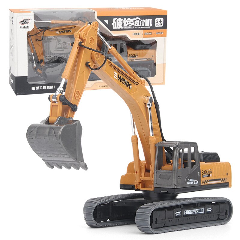 Inertia Excavator Model Engineering Vehicle Children Toy: Yellow
