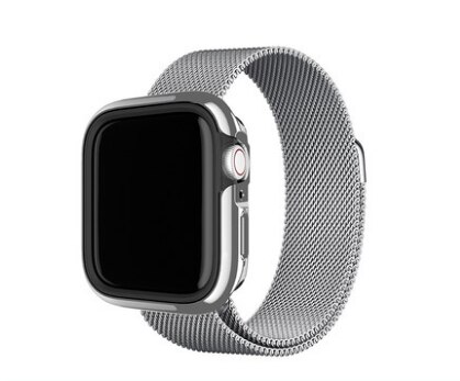 Switcheasy voor apple watch 5/6 4 roestvrij staal, aluminiumlegering, iphone-hoesje, metaal, zacht 40/44 mm anti-slip, mannen en vrouwen.: Zilveren kast en band / 44mm