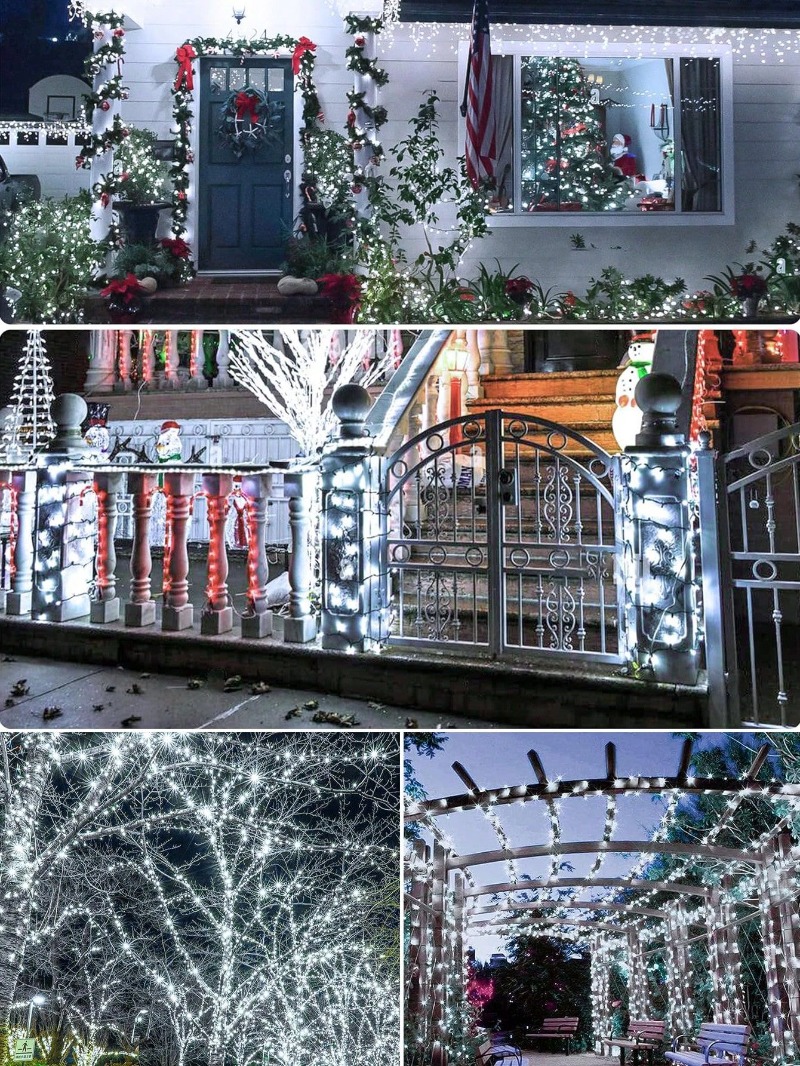 Luces solares Tiras impermeables para exteriores 8 modos de iluminación Adecuado para árboles al aire libre Patios Jardines Terrazas Balcones