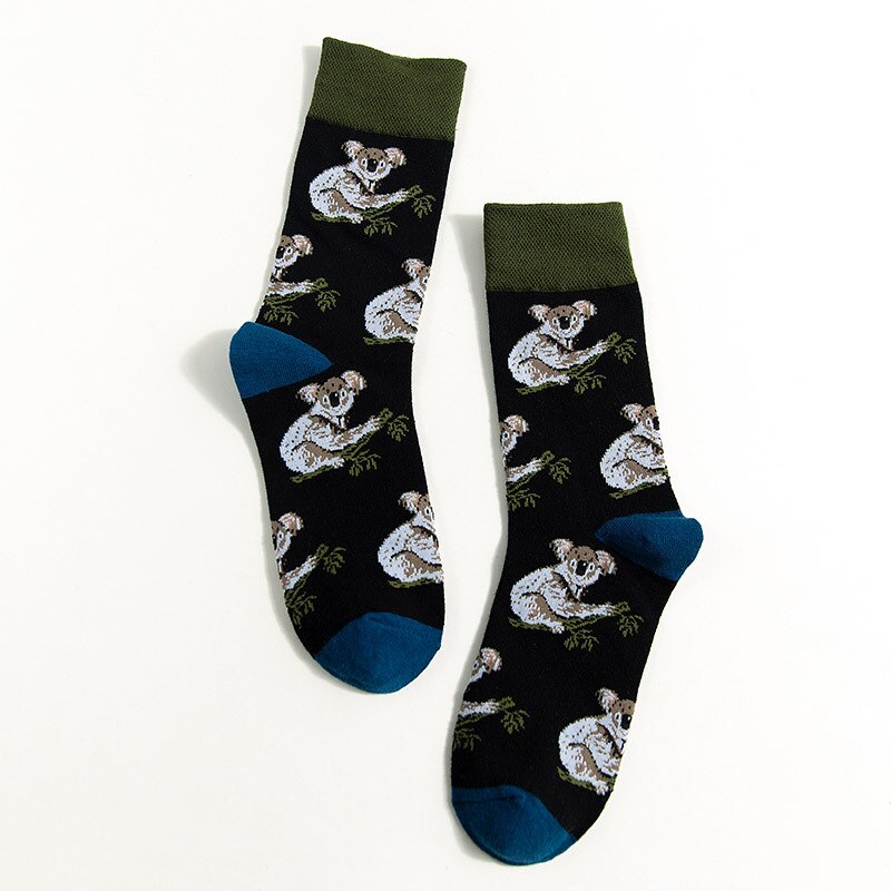 Sokken heren lente en herfst street wild sports crew sokken met cartoon dieren tube sokken: 3